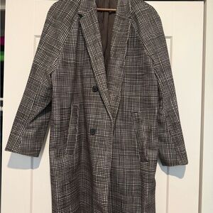 COS Brown & White Checked Trench Coat